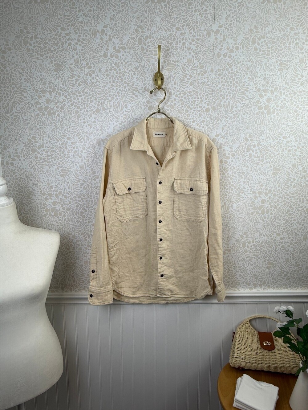 Taylor Stitch Men's Creamy 100% Cotton Utility Button-up Shirt - Size - 40